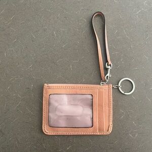 COACH Wristlet in Pink Peony With Patent Leather Trim